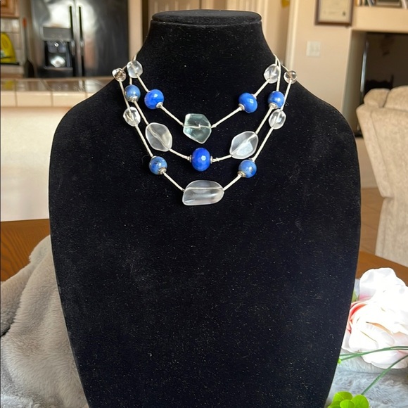 Chico's Modern Blue and Silver Necklace - Picture 1 of 4
